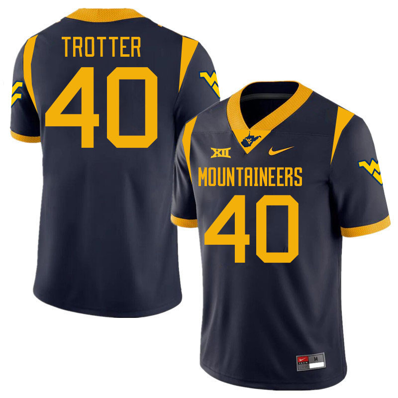 Men #40 Josiah Trotter West Virginia Mountaineers College 2024 New Uniforms Football Jerseys Stitche